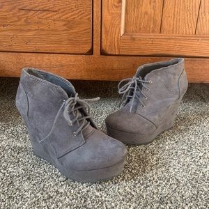 Grey suede wedges